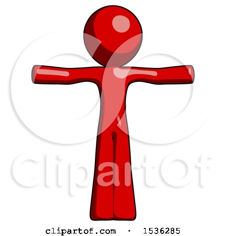 Red Design Mascot Man T-Pose Arms up Standing by Leo Blanchette