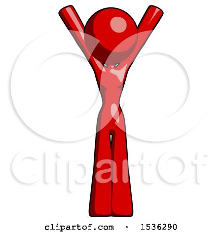 Red Design Mascot Woman Hands up by Leo Blanchette