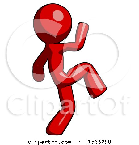 Red Design Mascot Man Kick Pose Start by Leo Blanchette