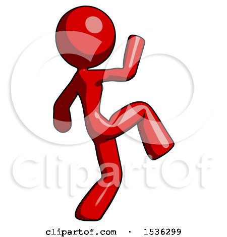 Red Design Mascot Woman Kick Pose Start by Leo Blanchette