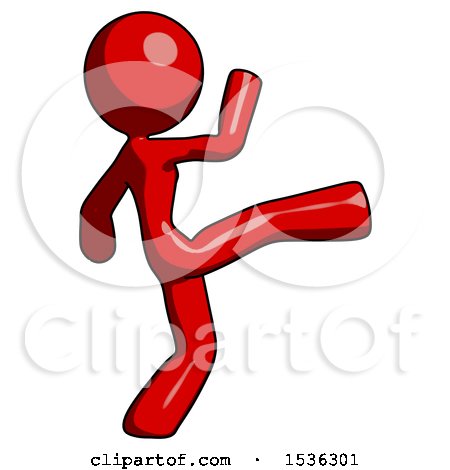 Red Design Mascot Woman Kick Pose by Leo Blanchette