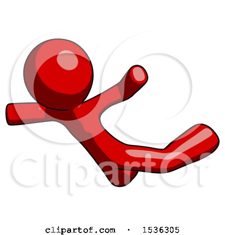Red Design Mascot Man Skydiving or Falling to Death by Leo Blanchette