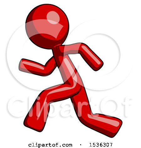 Red Design Mascot Man Running Fast Left by Leo Blanchette