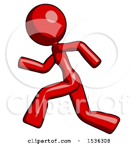 Red Design Mascot Woman Running Fast Left by Leo Blanchette