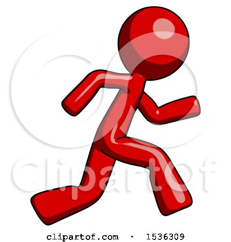 Red Design Mascot Man Running Fast Right by Leo Blanchette