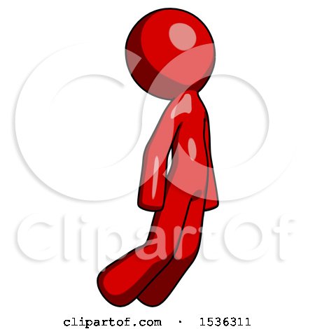 Red Design Mascot Man Floating Through Air Right by Leo Blanchette