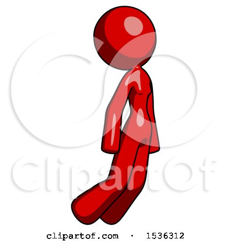 Red Design Mascot Woman Floating Through Air Right by Leo Blanchette