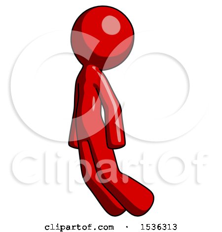 Red Design Mascot Man Floating Through Air Left by Leo Blanchette