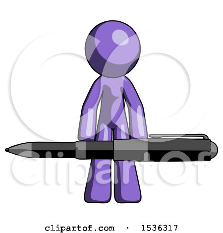 Purple Design Mascot Man Weightlifting a Giant Pen by Leo Blanchette