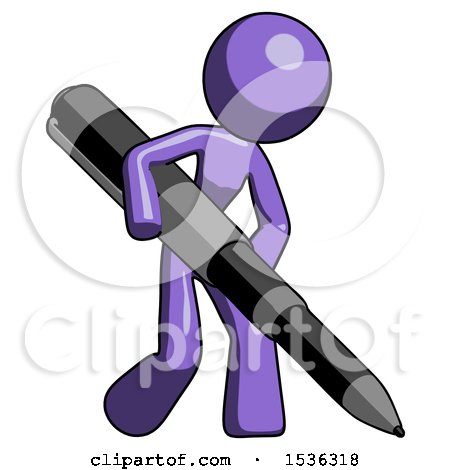 Purple Design Mascot Woman Writing with a Huge Pen by Leo Blanchette