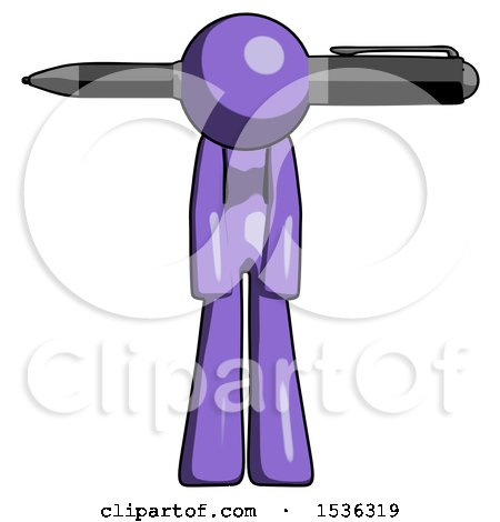 Purple Design Mascot Woman Pen Stuck Through Head by Leo Blanchette
