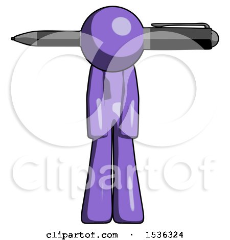 Purple Design Mascot Man Head Impaled with Pen by Leo Blanchette