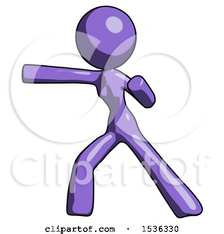 Purple Design Mascot Woman Martial Arts Punch Left by Leo Blanchette