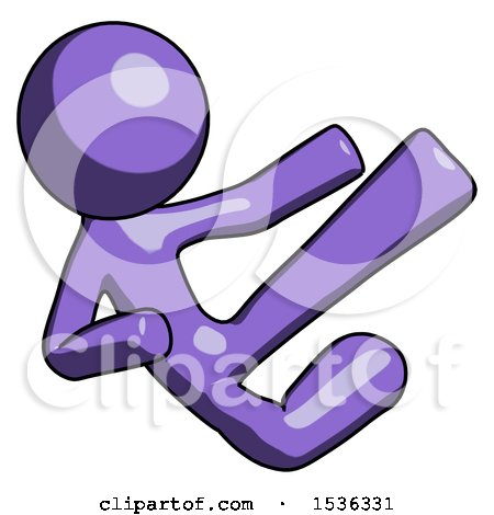 Purple Design Mascot Man Flying Ninja Kick Right by Leo Blanchette