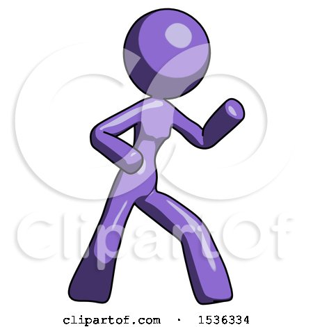 Purple Design Mascot Woman Martial Arts Defense Pose Right by Leo Blanchette