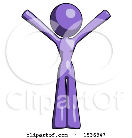 Purple Design Mascot Woman with Arms out Joyfully by Leo Blanchette
