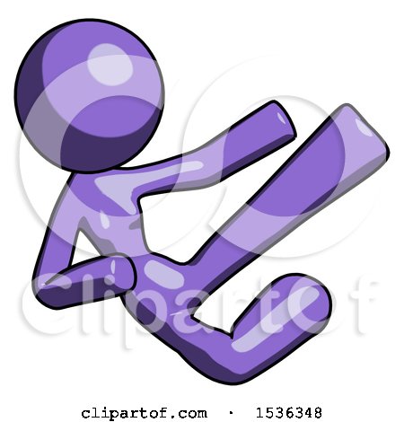 Purple Design Mascot Woman Flying Ninja Kick Right by Leo Blanchette