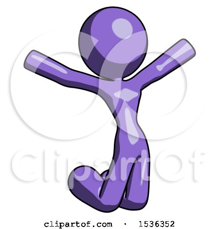 Purple Design Mascot Woman Jumping or Kneeling with Gladness by Leo Blanchette