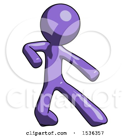 Purple Design Mascot Man Karate Defense Pose Right by Leo Blanchette