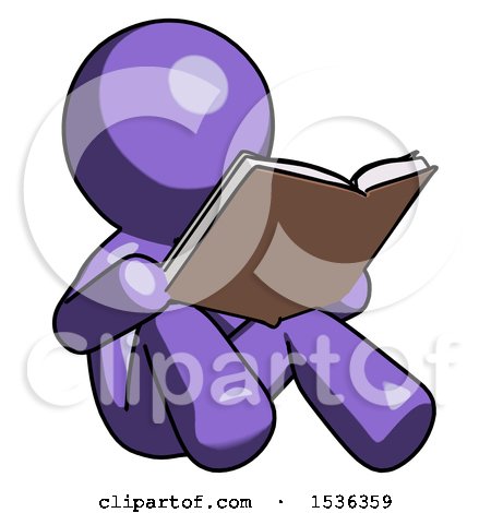 Purple Design Mascot Man Reading Book While Sitting down by Leo Blanchette