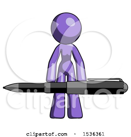 Purple Design Mascot Woman Lifting a Giant Pen like Weights by Leo Blanchette