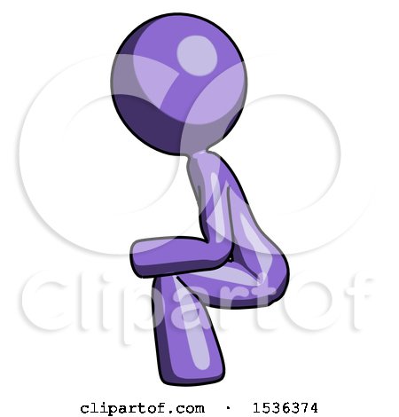 Purple Design Mascot Woman Squatting Facing Left by Leo Blanchette
