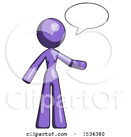 Purple Design Mascot Woman with Word Bubble Talking Chat Icon by Leo Blanchette