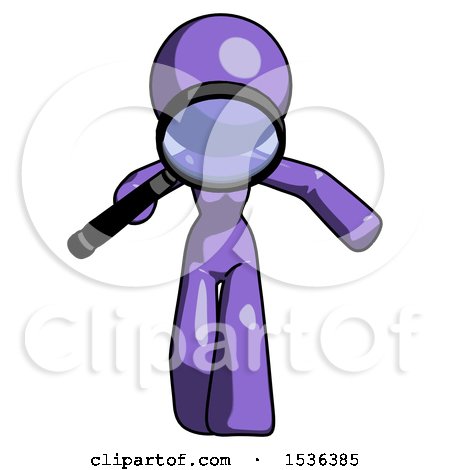 Purple Design Mascot Woman Looking down Through Magnifying Glass by Leo Blanchette