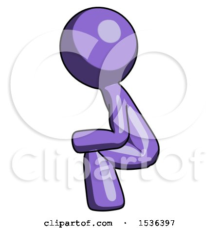 Purple Design Mascot Man Squatting Facing Left by Leo Blanchette
