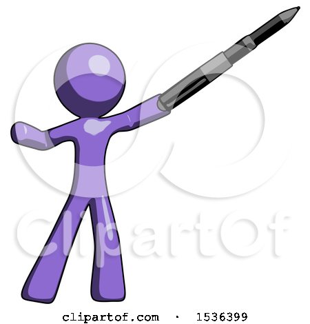 Purple Design Mascot Man Demonstrating That Indeed the Pen Is Mightier by Leo Blanchette