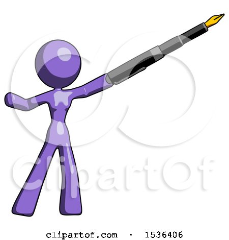 Purple Design Mascot Woman Pen Is Mightier Than the Sword Calligraphy Pose by Leo Blanchette