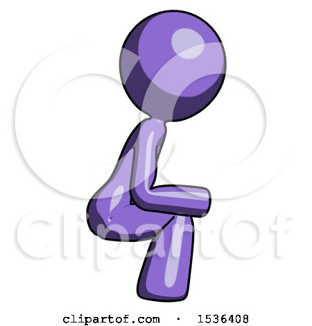 Purple Design Mascot Woman Squatting Facing Right by Leo Blanchette