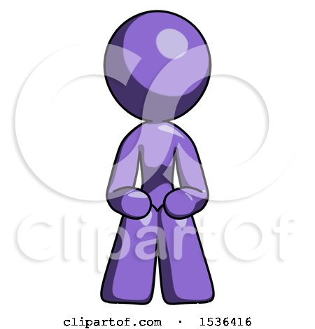 Purple Design Mascot Woman Squatting Facing Front by Leo Blanchette