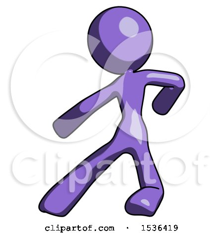 Purple Design Mascot Woman Karate Defense Pose Left by Leo Blanchette