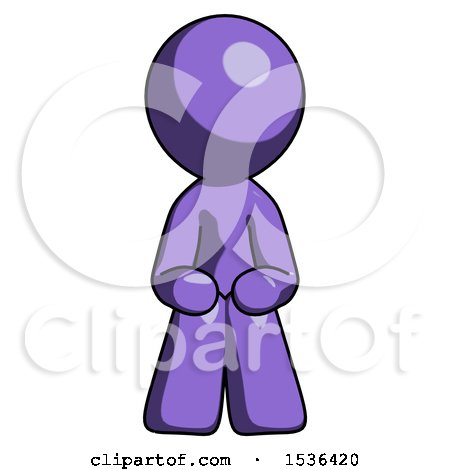Purple Design Mascot Man Squatting Facing Front by Leo Blanchette