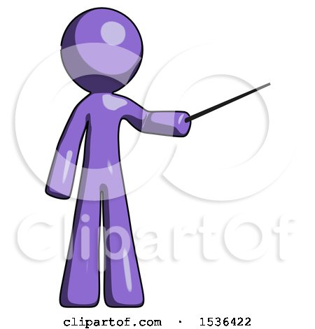 Purple Design Mascot Man Teacher or Conductor with Stick or Baton Directing by Leo Blanchette