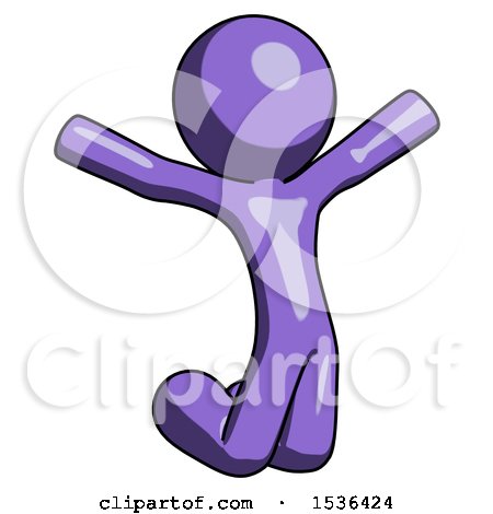 Purple Design Mascot Man Jumping or Kneeling with Gladness by Leo Blanchette