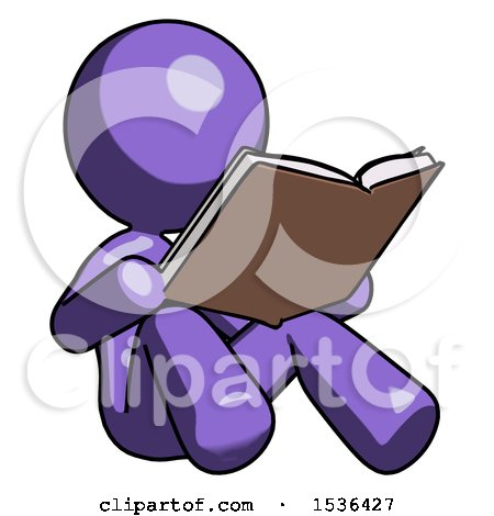 Purple Design Mascot Woman Reading Book While Sitting down by Leo Blanchette