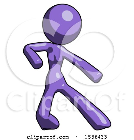 Purple Design Mascot Woman Karate Defense Pose Right by Leo Blanchette
