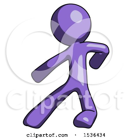 Purple Design Mascot Man Karate Defense Pose Left by Leo Blanchette