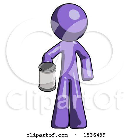 Purple Design Mascot Man Begger Holding Can Begging or Asking for Charity by Leo Blanchette