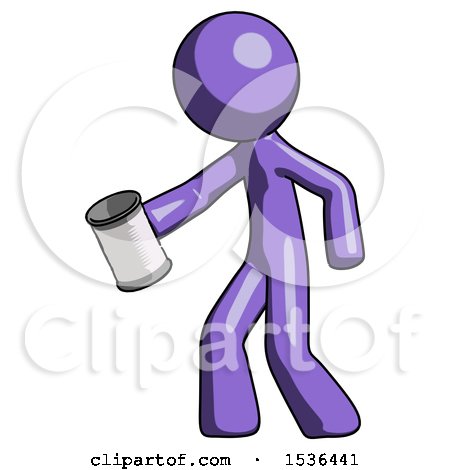Purple Design Mascot Man Begger Holding Can Begging or Asking for Charity Facing Left by Leo Blanchette