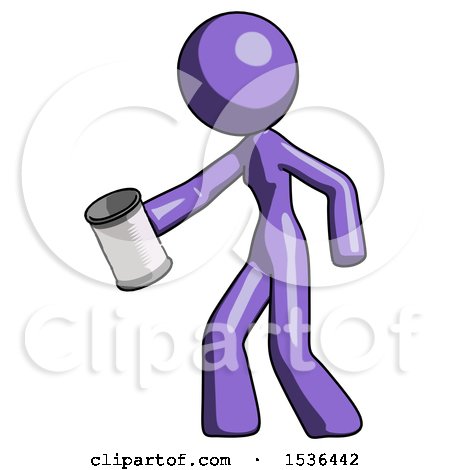 Purple Design Mascot Woman Begger Holding Can Begging or Asking for Charity Facing Left by Leo Blanchette