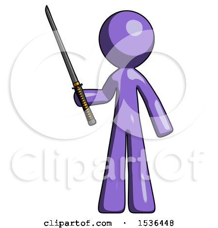 Purple Design Mascot Man Standing up with Ninja Sword Katana by Leo Blanchette