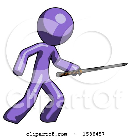 Purple Design Mascot Man Stabbing with Ninja Sword Katana by Leo Blanchette