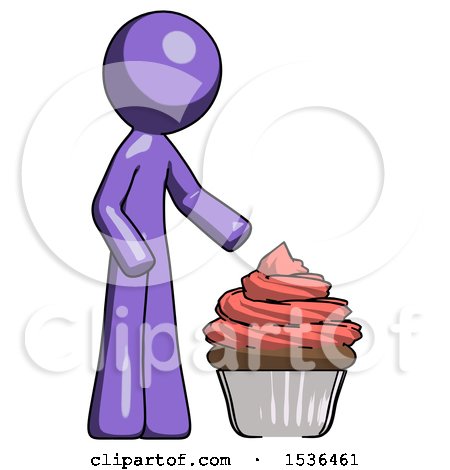 Purple Design Mascot Man with Giant Cupcake Dessert by Leo Blanchette