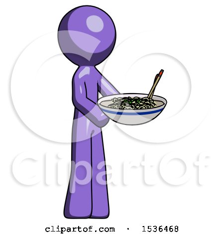 Purple Design Mascot Man Holding Noodles Offering to Viewer by Leo Blanchette