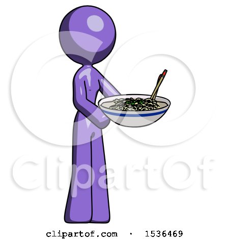 Purple Design Mascot Woman Holding Noodles Offering to Viewer by Leo Blanchette