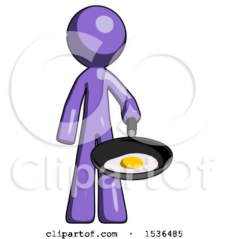 Purple Design Mascot Man Frying Egg in Pan or Wok by Leo Blanchette