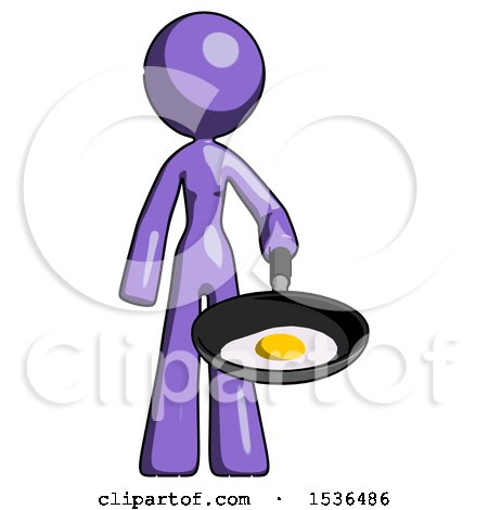 Purple Design Mascot Woman Frying Egg in Pan or Wok by Leo Blanchette